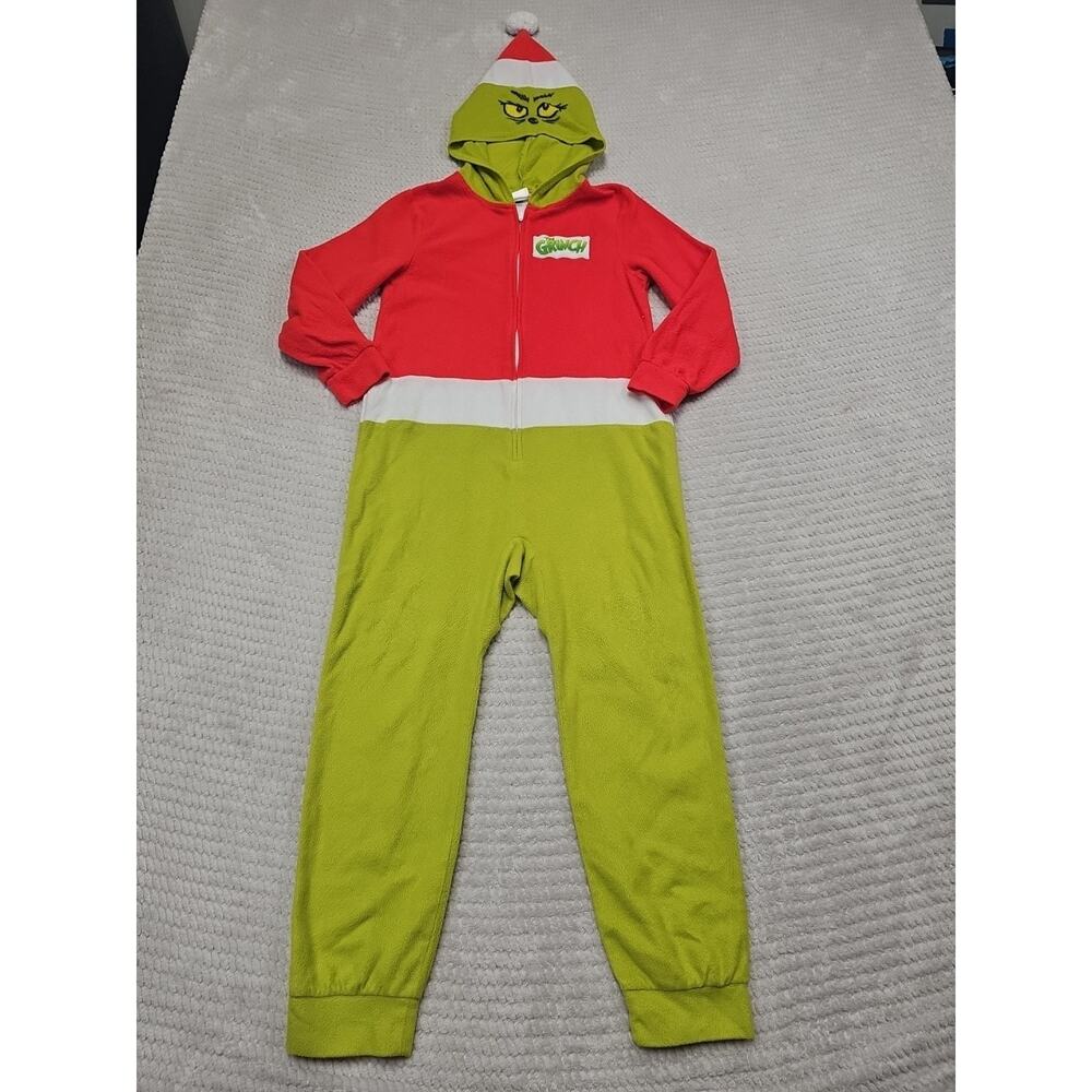 The Grinch Pajama Romper Kids Small 6/7 Fleece Christmas Sleeper